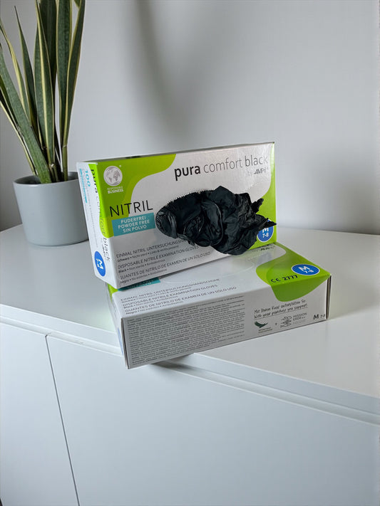 100 DISPOSABLE NITRILE GLOVES- Black