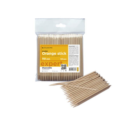 Orange stick STALEKS PRO for manicure, wooden 110 mm (100 pcs)